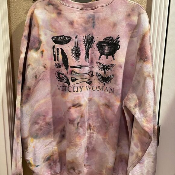 Witchy Woman Custom Tie Dyed Womens Plus Size Sweatshirt Port Authority 2X - Picture 1 of 15